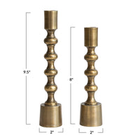 Cast Aluminum Taper Holder, Antique Gold Finish, 2 sizes