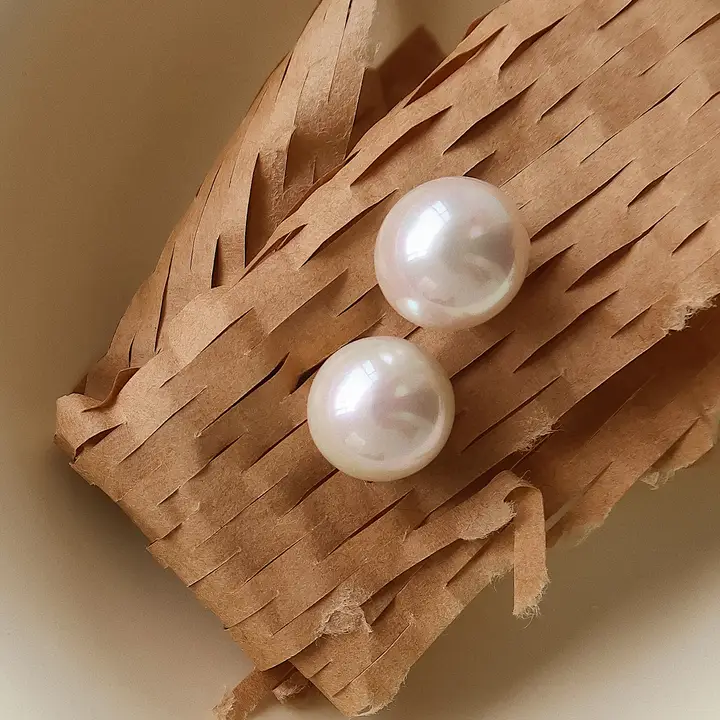 Amrae 18K Gold Non-Tarnish Classic Pearl Stud Earrings