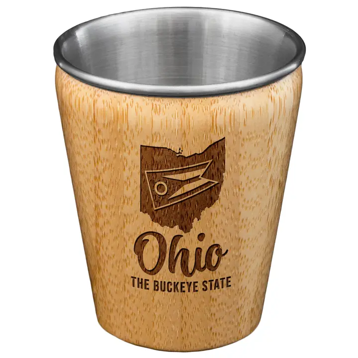 Ohio Engraved Shot Glass, Bamboo with Stainless Steel