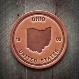 Ohio State Silhouette - Leather Coaster
