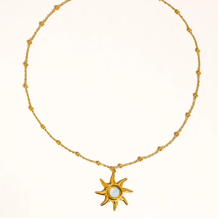 Astoria 18K Gold Non-Tarnish Sun Pendant Chain Necklace