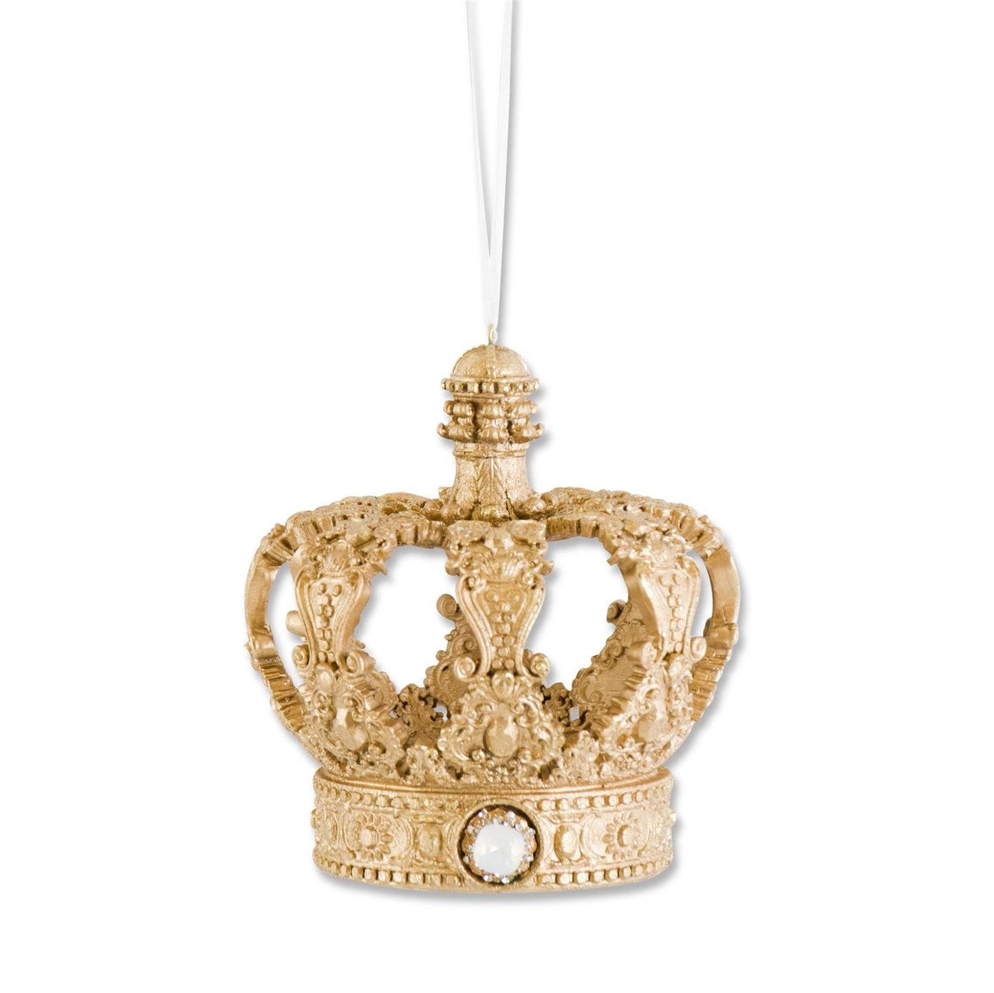 Gold Resin, Jeweled Crown Ornamant, 5.5"