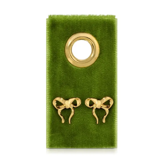 Gold Bows on Velvet Tag | Earrings