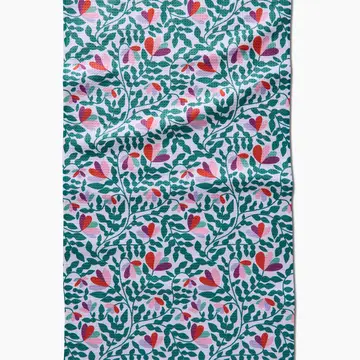 Spring Wavy Leaves Kitchen Tea Towel