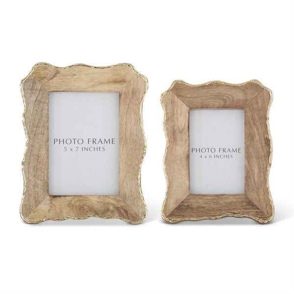 Scalloped Edge mango Wood Photo Frame with Gold Edge