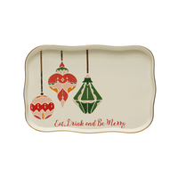 Tray w/ Ornaments & Gold Electroplating "Eat, Drink And Be Merry"