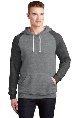 Jerzees Snow Heather French Terry Raglan Hoodie, Charcoal/Black