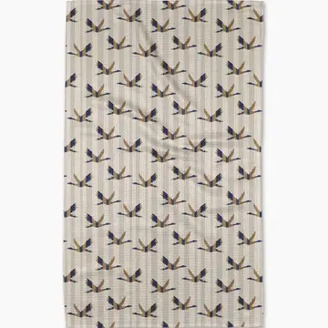 Striped Nautical Birds Tea Towel