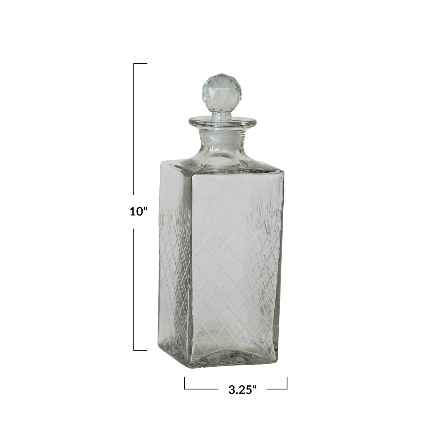 30 oz. Recycled Etched Glass Decanter w/ Glass Stopper