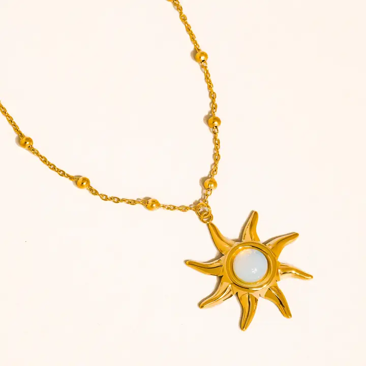 Astoria 18K Gold Non-Tarnish Sun Pendant Chain Necklace