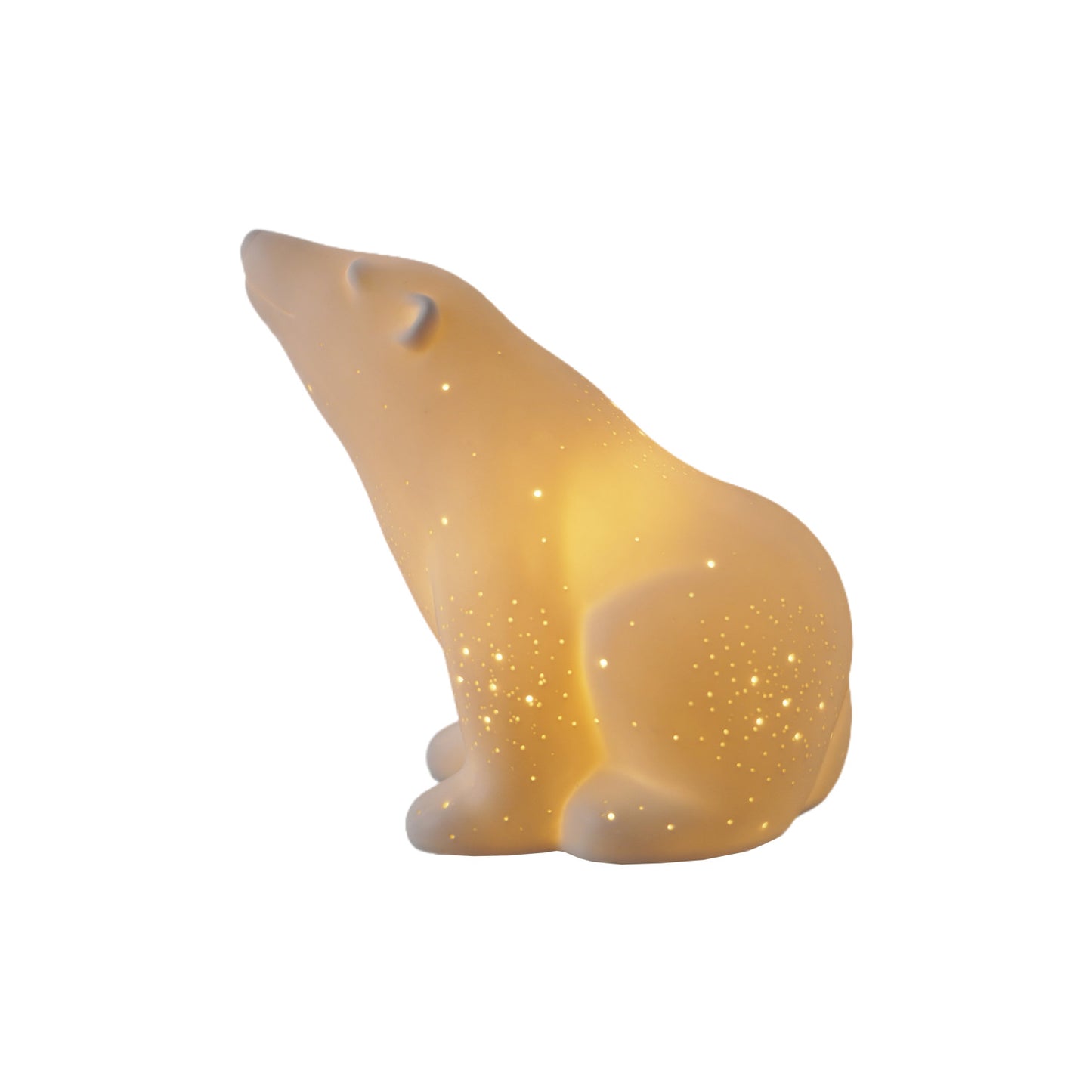 Stoneware Bisque Polar Bear Table Lamp with Cut-Outs & Inline Switch