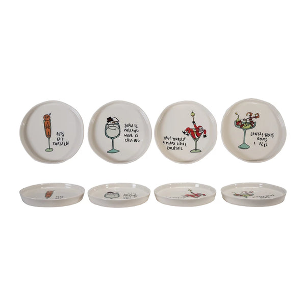 Plate with Holiday Icon & Tipsy Saying, 4 Styles