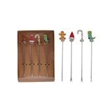 Appetizer Picks with Hand-Blown Glass Icons, Boxed Set of 4