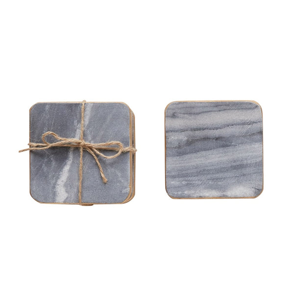 4” Square Marble Coasters S/4