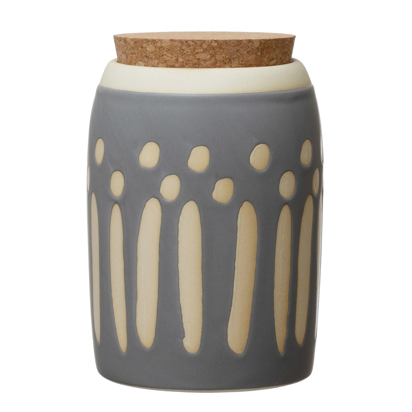Debossed Canister with Pattern and Cork Lid