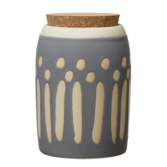 Debossed Canister with Pattern and Cork Lid