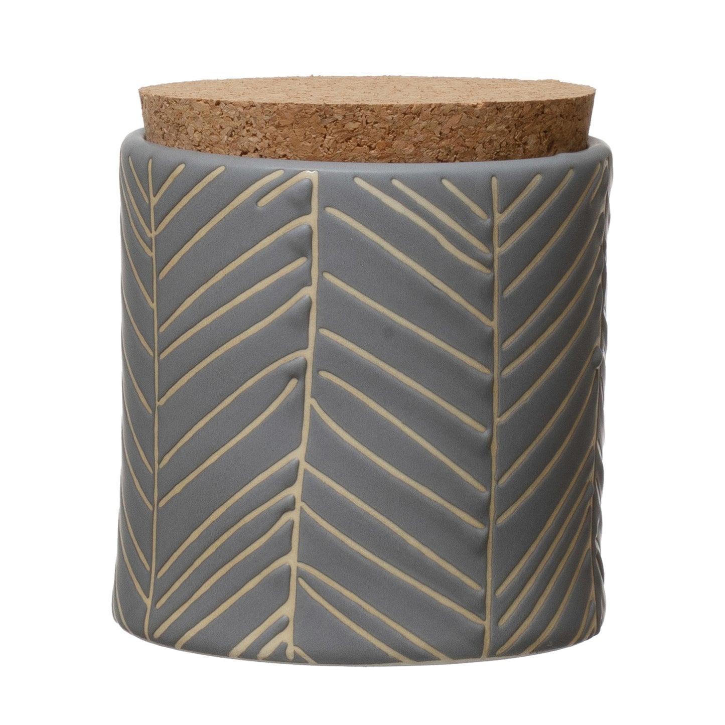 Debossed Canister with Pattern and Cork Lid