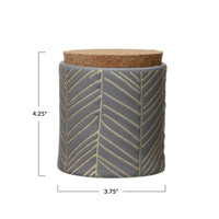 Debossed Canister with Pattern and Cork Lid