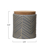 Debossed Canister with Pattern and Cork Lid